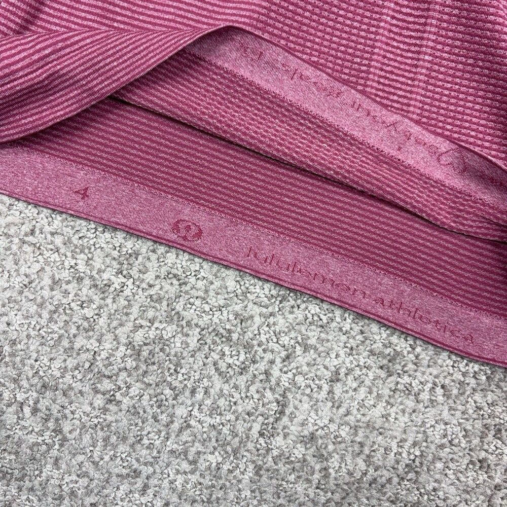Lululemon Shirt Women 4 Pink Striped Swiftly Long Sleeve Running Yoga Athleisure - Picture 4 of 6